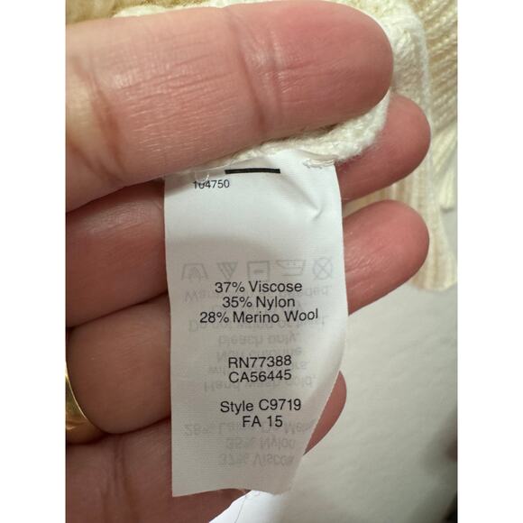 J Crew 3/4 Sleeve Textured Curved-Hem Sweater CREAM Womens Size LG NEW Textured - Picture 5 of 7